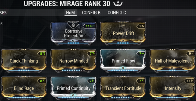 Warframe screenshot build mirage hall-of-mirrors.png