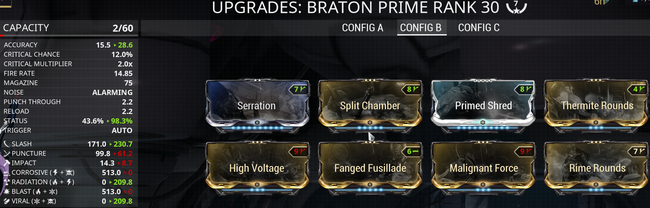 Warframe screenshot build braton prime slash viral.png